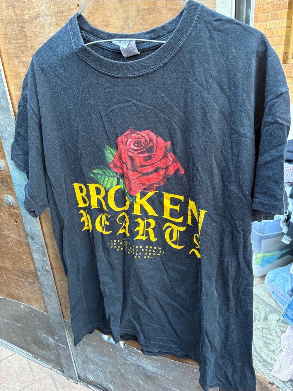 Black 'Broken Hearts' Rose Graphic Tee